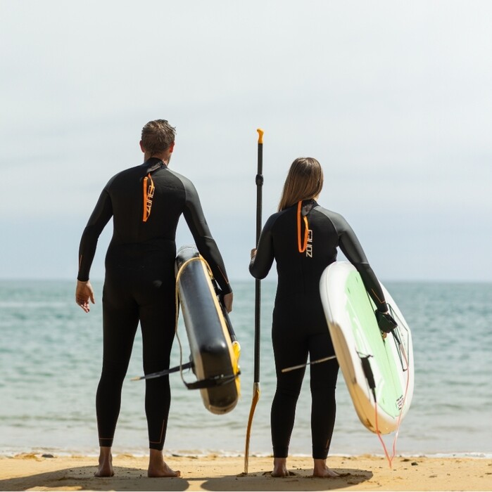 2024 Zone3 Mens Yulex Switch Back Zip Wetsuit WS24MFLMS101 - Black / Orange